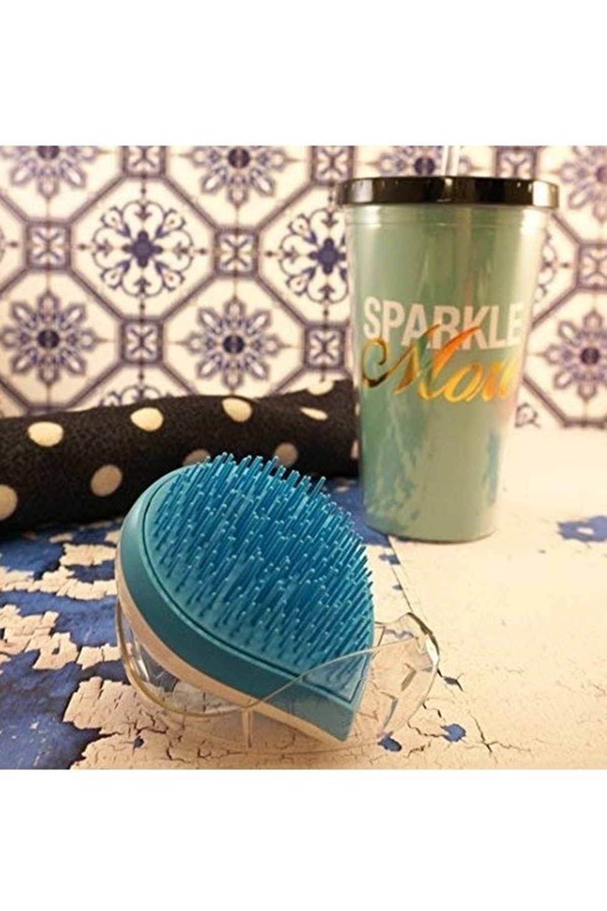 LOM1247 Compact Detangling Brush To Go - Çanta Tipi Kapaklı Saç Açma Tarama Fırçası - Blue White