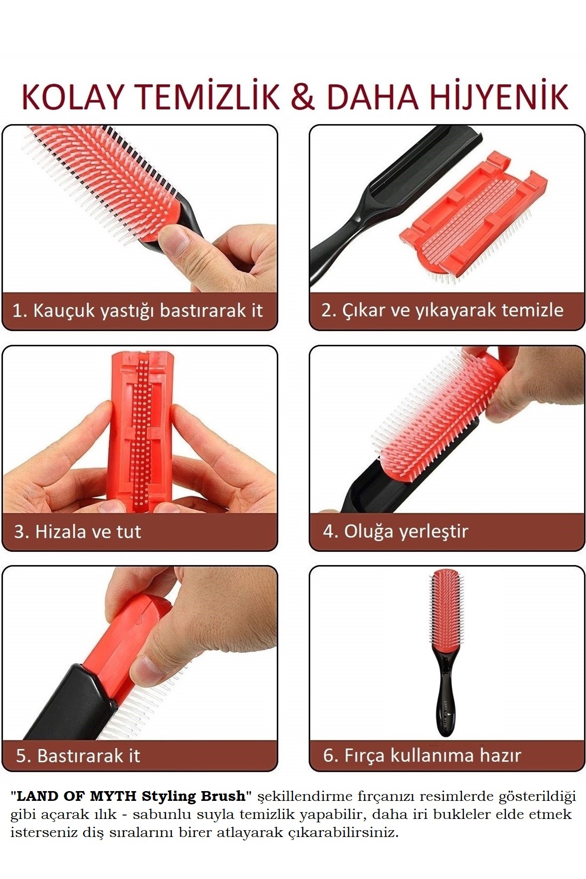 Lom1213 Styling Brush, 9 Sıra Şekillendirme Fırçası, Curly Girl Kıvırcık Kız Metodu Fırçası - Beyaz