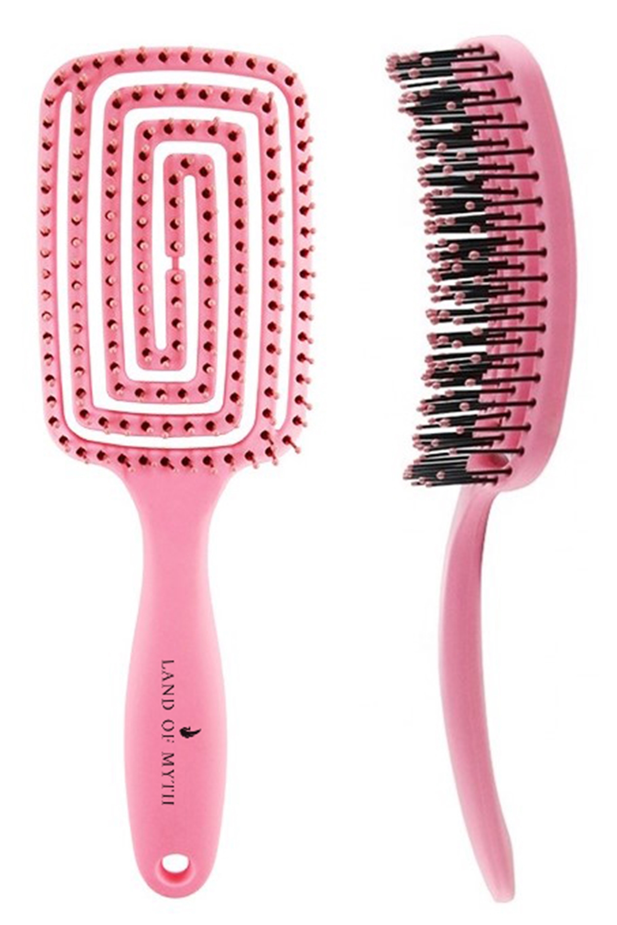 LOM1272 Üç Boyutlu Esnek Saç Açma ve Tarama Fırçası, Flexible Pro Brush (Pembe)