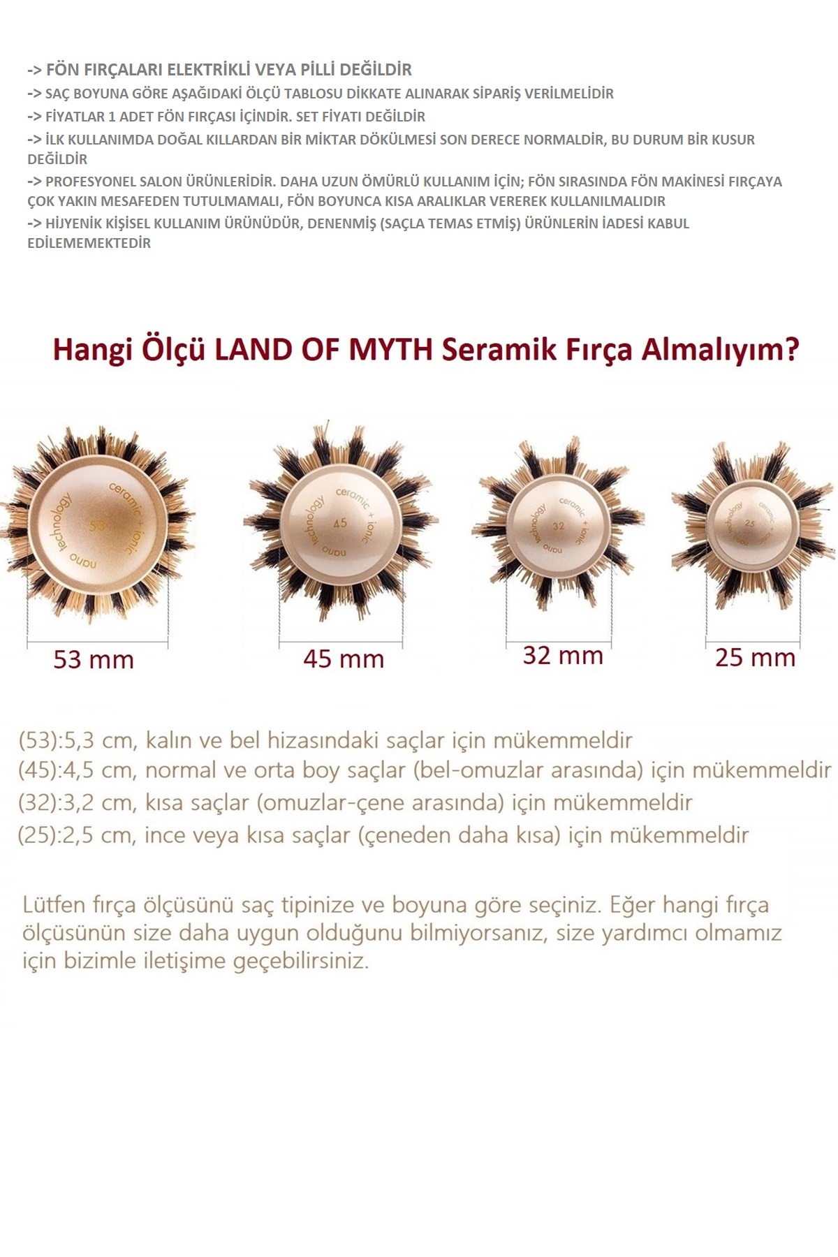 25 mm - Lom1311 Extra Uzun Gövde Salon Tipi Nano Teknoloji Seramik + Iyonik Termal Fön Saç Fırçası