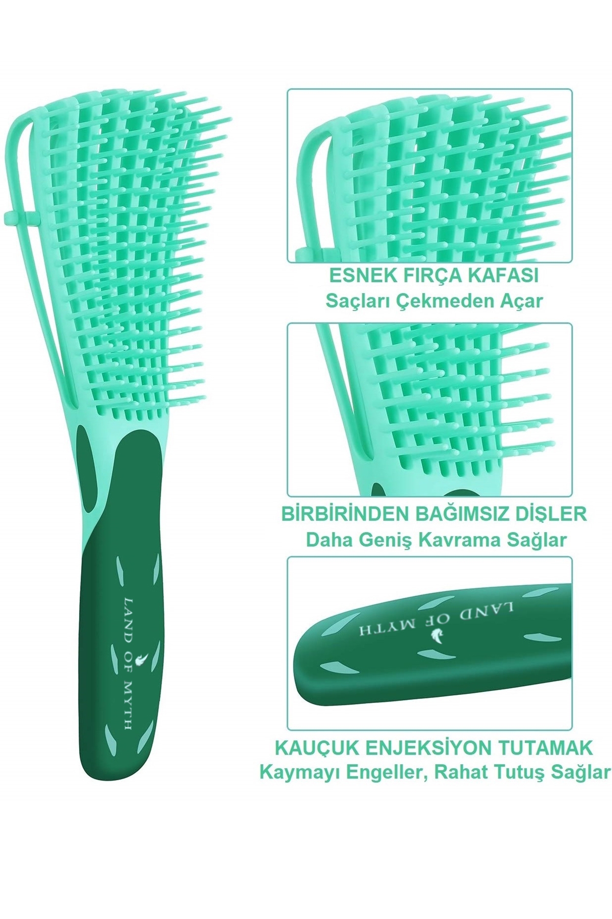 Yeni Nesil Dolaşık Saç Açma Tarama Fırçası, Ahtapot Dizayn, Esnek Dişler, Kıvırcık Saç Tarağı -YEŞİL