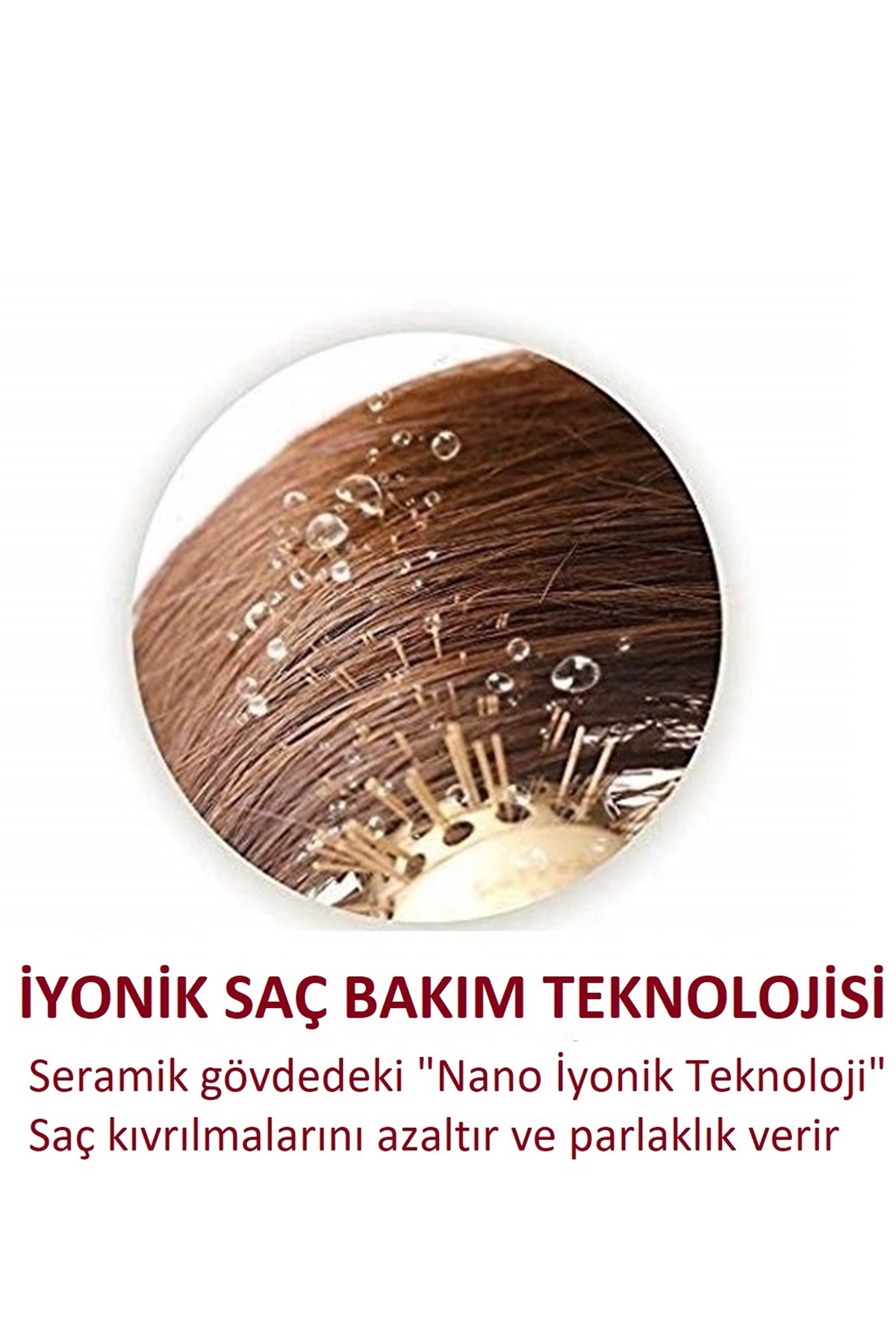 25 mm Nano Teknoloji Seramik + İyonik Termal Fön Saç Fırçası, Profesyonel Seri -LOM1161